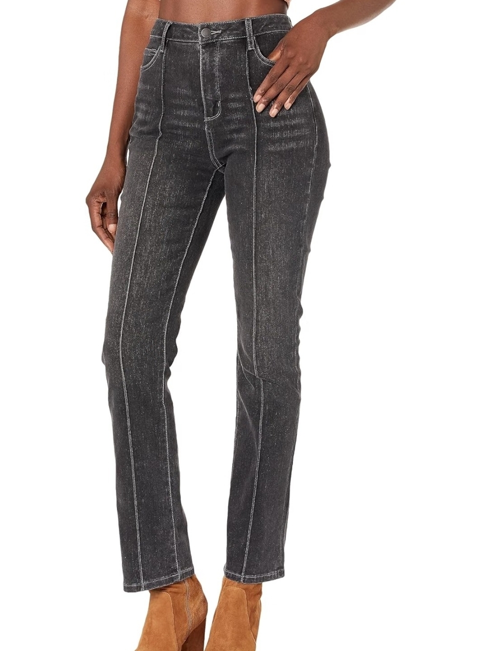 Tru Luxe Jeans Black Washed Bootcut with Contrast Seams